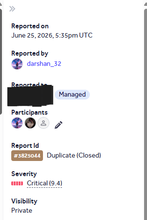 darshan_1232's tweet photo. One more duplicate @Hacker0x01 🔁
On to the next one.
#bugbounty https://t.co/eaQeKN88iE