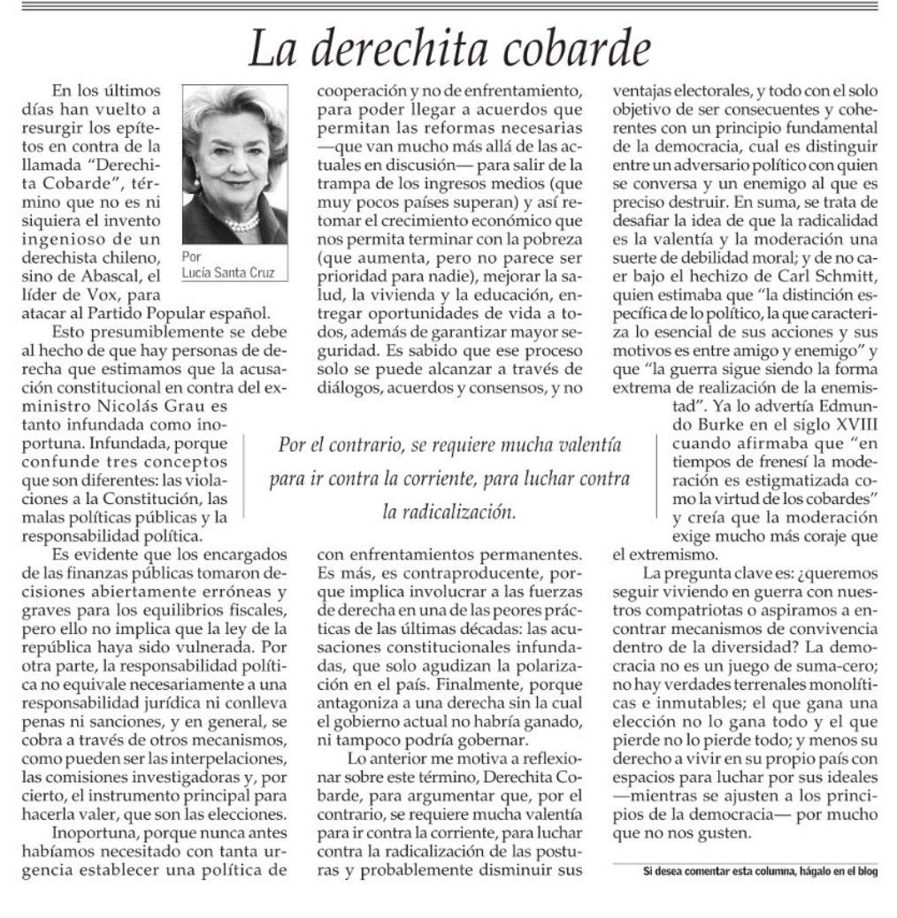 HernanLarrain's tweet photo. "... se requiere mucha valentía para ir contra la corriente, para luchar contra la radicalización (…) y coherentes con un principio fundamental de la democracia, cual es distinguir entre un adversario político con quien se conversa y un enemigo al que es preciso destruir". https://t.co/tp16i8KEyS