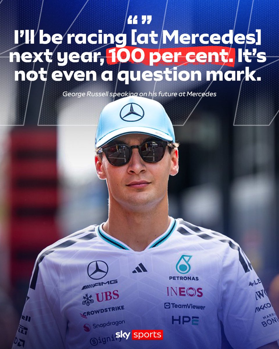 SkySportsF1's tweet photo. George Russell shares insight on his F1 future amid uncertainty regarding Max Verstappen's position at Red Bull 🚨 https://t.co/xx7GCQks2Q