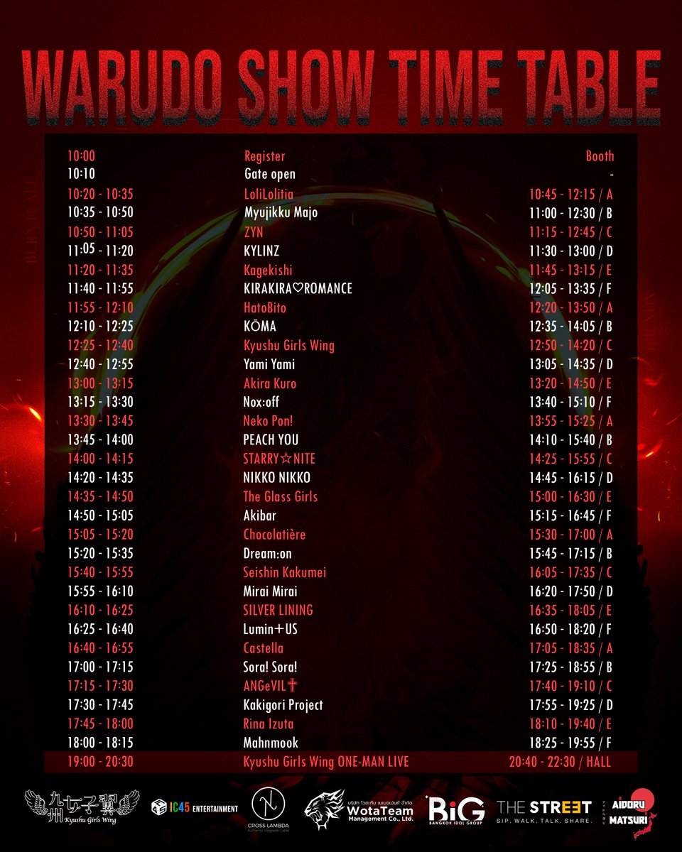 WarudoShow's tweet photo. ขออภัยที่ให้รอนาน มาแล้วกับกำหนดการณ์งานสุดไฟลุก!
WARUDO Show
 07/05/2026 (SUN)
📍 The Street Hall @ The Street Ratchada 5th floor ไอดอลที่คุณชื่นชอบมากมายกว่า 30 และ  one-man live ครั้งสุดท้ายในไทยของ Kyushu Girls Wing ซื้อบัตรทีเดียวดูได้ตั้งแต่เช้ายันดึก รายละเอียด ในเม้นจ้า https://t.co/ry4ipMFNn5