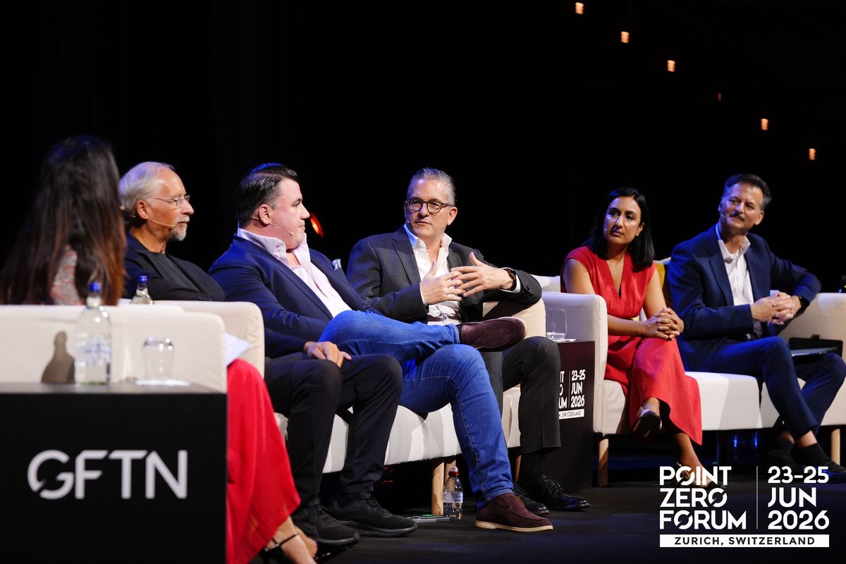 Concordium's tweet photo. Great conversations at @pointzeroforum.

Our CEO @BBilowitzki joined industry leaders from @Blockstream, @elliptic, @Securitize, @BCG, and @GBBC_io to discuss the future of digital assets.

The industry has moved beyond asking if digital assets will scale. The focus is now on building the infrastructure that makes digital assets and AI trusted, accountable, and ready for the next era.