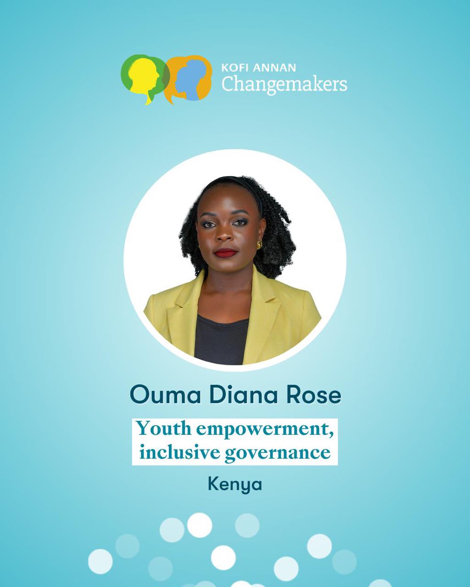 dianaroseouma's tweet photo. I am honoured to have been selected as one of the 2026 Kofi Annan Changemakers.

Over the coming year, I will join 13 other young leaders from around the world in a journey of learning, collaboration and leadership development.

I look forward to sharing experiences, learning from inspiring mentors and fellow changemakers, and advancing my work to create positive change in my community.

#KAChangemakers
@KofiAnnanFdn 
@peacemakersnetw