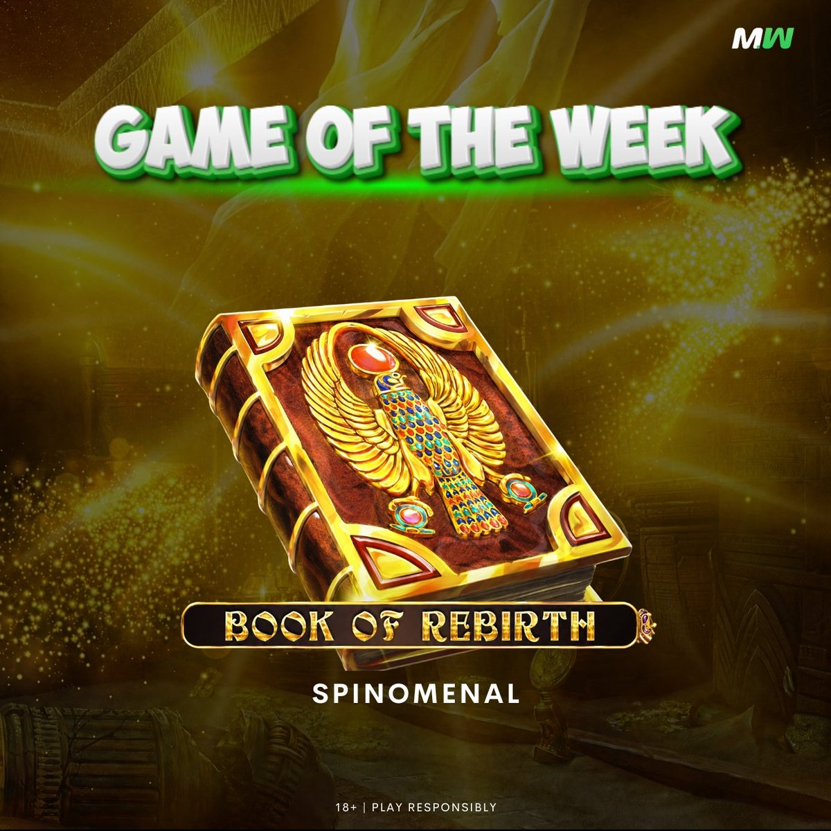 Megasino_win's tweet photo. Game of the Week 📖✨

Step into the mystical world of Book of Rebirth and feel the power of ancient symbols, golden vibes, and thrilling spin action.

A strong feature-packed slot with a magical atmosphere and classic book-style excitement.

💥 Play Now: https://t.co/YregsRHmOQ
18+ | Play responsibly

#megasino #spinomenal #wm2026 #fifaworldcup #bookofrebirth #gameoftheweek