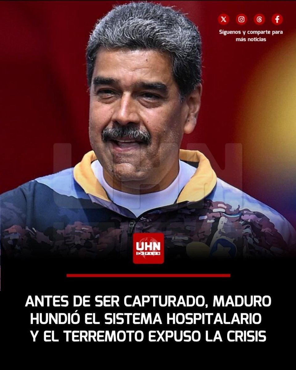 UHN_Plus's tweet photo. 🇻🇪‼️| La tragedia del doble terremoto expuso la situación crítica que dejó Nicolás Maduro en toda Venezuela. El exdictador arrasó con el sistema hospitalario y de salud.

- Escazes de material médico y medicinas
- ⁠Falta de analgésicos y la capacidad quirúrgica se redujo un 60 por ciento
- ⁠Un paciente necesitó 22 salarios mínimos en 2025 para material quirúrgico 
- ⁠Hay falta de ambulancias 
- ⁠En 2025, Maduro destinó solo un 3% a salud
- ⁠Durante años rechazo ayuda humanitaria de otros países