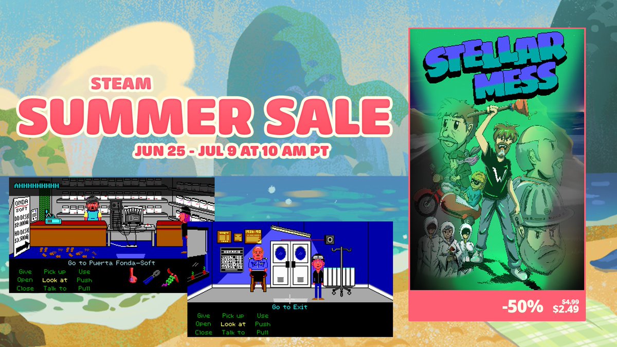 tibbagames's tweet photo. Stellar Mess: The Princess Conundrum and Stellar Mess: Operation Kush are 50% off on #steam and #itchiogames don't miss it!
Find all links at https://t.co/d1yV8QSVBt 👀
#steamsummersale #summersale #sale #2d #retro #pointnclick #adventure #game #stellarmess https://t.co/mmuMnmuc4u