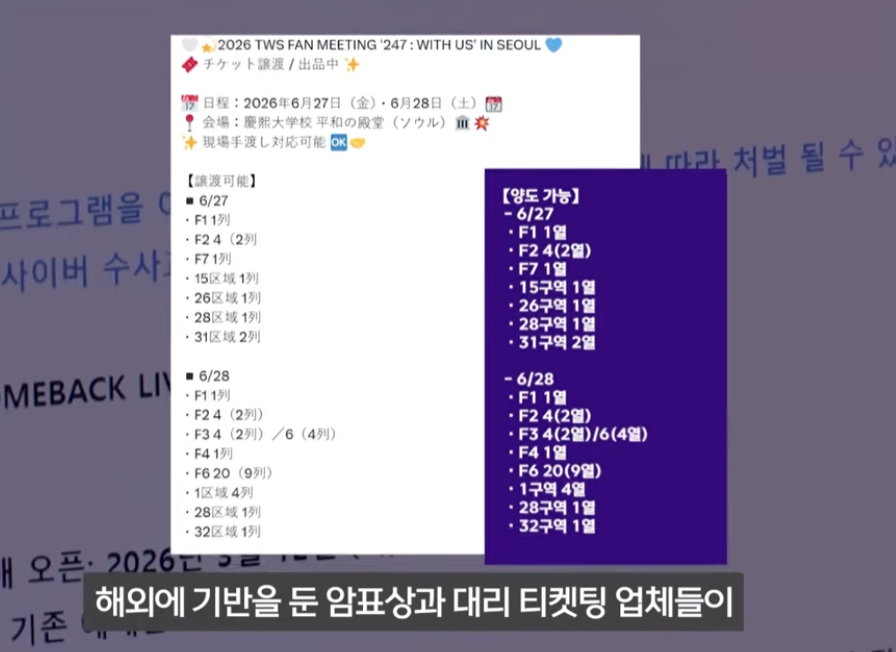 kingwest0219's tweet photo. K팝 콘서트 예매 근황, 국내 팬 먼저 받을게요~

1. 최근 K팝 아이돌 기획사들이 국내 콘서트 예매 시 국내 팬클럽 선예매 제도를 도입하는 추세임.

2. 이는 국내에서 열리는 공연만큼은 국내 팬들에게 우선권을 주어 먼저 예매할 수 있게 하는 방식임.

3. 국내 선예매에 참여하려면 국내 전화번호나 아이핀(i-PIN) 등 한국 거주 사실을 증명할 수단이 필요함.

4. 하이브는 지난 5월 엔하이픈 서울 공연을 시작으로 소속 아이돌들에게 이 제도를 가장 먼저 적용했음.

5. SM 엔터테인먼트도 에스파 콘서트에 도입해 국내 팬이 먼저, 며칠 뒤 해외 팬이 예매하도록 나누어 진행했음.

6. JYP 엔터테인먼트 역시 다가오는 스트레이 키즈 공연에서 국내 팬들에게 하루 먼저 예매할 기회를 제공함.

7. 이에 대해 국내 팬들은 "대기 번호가 절반으로 줄었다", "예매가 수월해졌다"며 긍정적인 반응을 보이고 있음.

8. 반면 글로벌 팬들은 한국에 거주하지 않는다는 이유로 기회를 박탈 당한다며 불만을 표출하기도 함.

9. 기획사들이 이 제도를 도입한 가장 큰 이유는 해외 기반 매크로 업자들의 대량 표 싹쓸이와 '암표 문제'를 막기 위함임.

10. 일부 암표가 50배 이상 치솟는 등 정작 국내 팬들이 자국 공연에 가지 못하는 주객전도 현상을 방어하기 위한 조치임.

K팝이 글로벌화되면서 정작 국내 팬들이 티켓팅에서 역차별을 받는 느낌이 있었는데, 기획사들의 이런 조치는 악성 암표상도 잡고 자국 팬들도 챙기는 현명한 대처라고 생각 되네요. 
다만 해외 팬들의 서운함도 충분히 이해가 가는 만큼, 글로벌 수요를 달래줄 수 있는 온라인 스트리밍 확대나 추가 투어 등의 유연한 보완책도 함께 마련되면 좋을 것 같습니다.