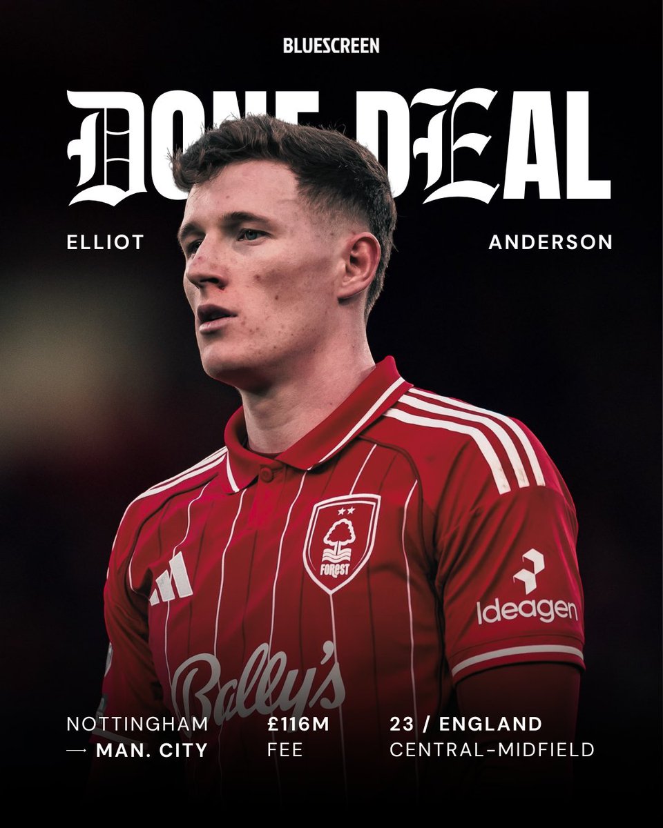 Bluescreen_MCFC's tweet photo. DONE DEAL: Manchester City telah mencapai kesepakatan untuk mendatangkan Elliot Anderson dari Nottingham Forest dengan biaya senilai £116 juta (tanpa add-ons). ✍️🏴󠁧󠁢󠁥󠁮󠁧󠁿

📰 : @David_Ornstein / @FabrizioRomano https://t.co/cTtpgw1iE6