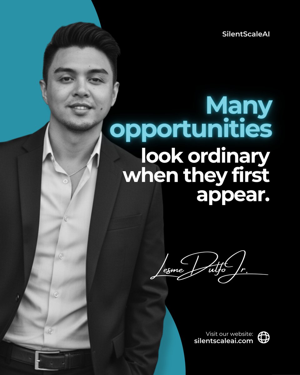 JrDulfo's tweet photo. Big opportunities rarely announce themselves.

They usually arrive disguised as conversations, introductions, ideas, or responsibilities.

#Opportunity #Founder #Leadership https://t.co/azN1zpuQgw