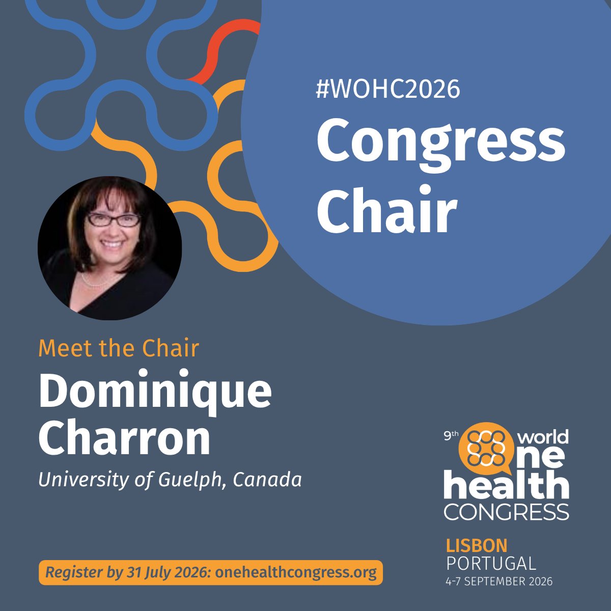 WOHCongress's tweet photo. Announcing our two new #WOHC2026 Congress Chairs: Dominique Charron (University of Guelph @uofg) & Jomana Musmar (AMR Strategic Coalition). They bring expertise in #VeterinaryMedicine, #Epidemiology, #AMR, & the #SciencePolicyInterface 🔬 🎙️ Learn more: https://t.co/ZAeDqDwHTy https://t.co/37AGs01fK4