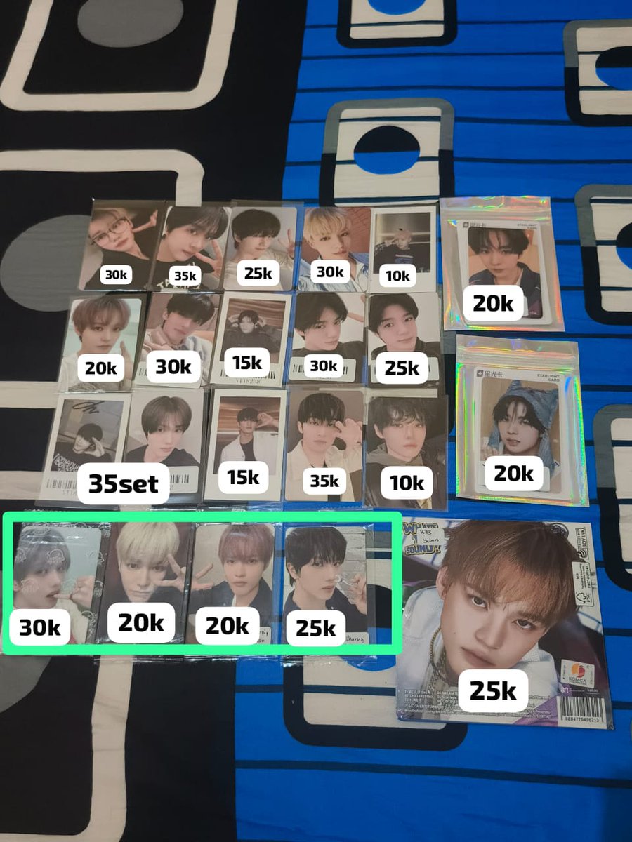 Its_bunnyWin's tweet photo. Help rt! 

Guys aku mau ngurangin koleksi aku, kalau ada wl kalian boleh langsung dm ya. 

-kotak hijau = sealed
-condi fix take! 
-🍊co pack only
-get freebies
-minbel 50k get 1 random pc ofc 

t. WTS PC NCTdream renjun jeno jaemin mark jisung chenle haechan taeyong https://t.co/W1FGtXA5k1