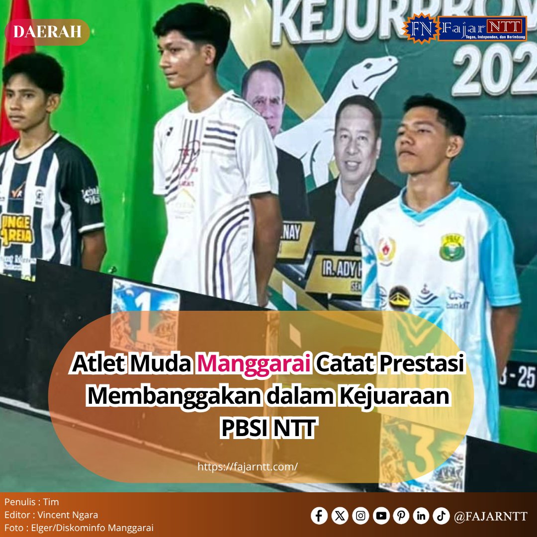 fajar_ntt's tweet photo. Atlet Muda Manggarai Catat Prestasi Membanggakan dalam Kejuaraan PBSI NTT

https://t.co/XFYie0RMn8

#fajarntt #PBSINTT #BuluTangkis https://t.co/V34uNTEyKA