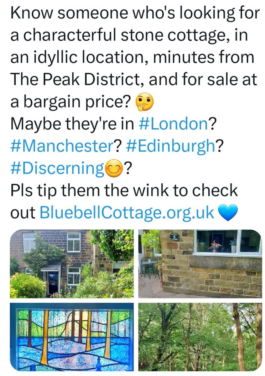 Grenoside's tweet photo. #FridayFlyer How are peeps going to know there's a beautiful cottage FOR SALE in a fab location on The Peak District Boundary if they've never heard of Grenoside?
🤔 It would be fab if you could help by sharing this post pls!👍💚🤎💙🥳
https://t.co/9y7FMTVDYC 🫶
#PeakDistrict
⬇️ https://t.co/ZHUJ7jXVdw