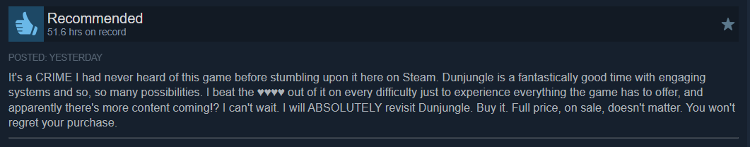 BrunoBombardi's tweet photo. A CRIME indeed

People need to know about Dunjungle! 
Let them know it's on discount too 🙊 https://t.co/c3HhKNwEw3