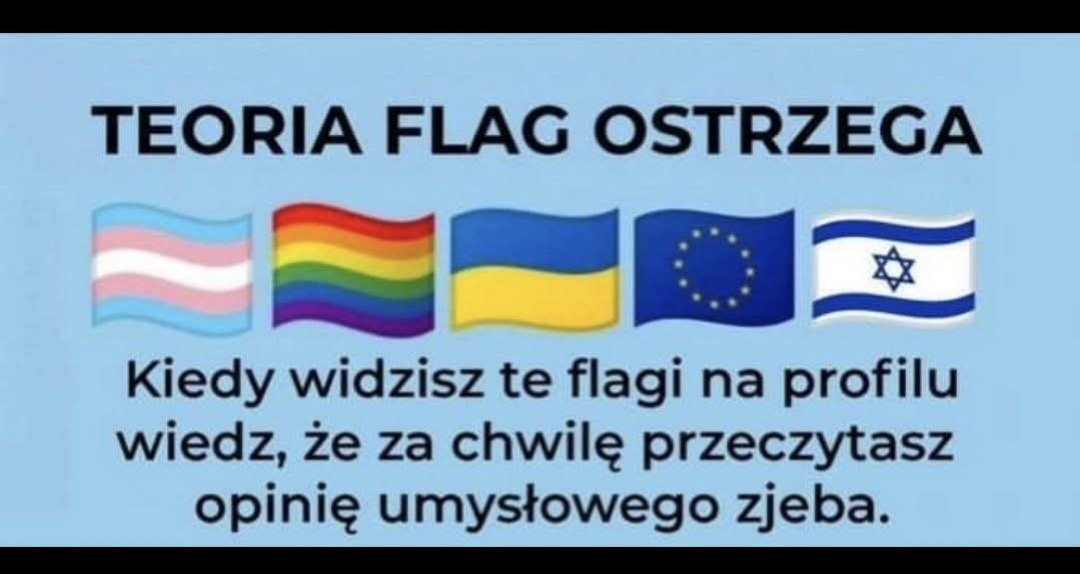 Marcpro16's tweet photo. @chriss666sdap @RatelRatels Wpis pełen miłości noczesnego, postępowego i tokerancyjnego silniczka.
I w tym przypadku teorua flag tez sprawdza sie wysmienicie. https://t.co/jOcMBIPPQ9