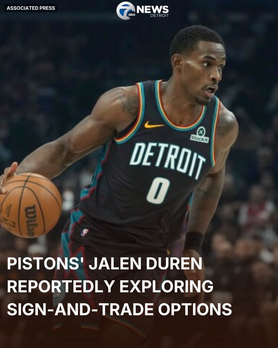 wxyzdetroit's tweet photo. The report from Sam Amick at The Athletic cites sources, and said that Duren was underwhelmed by the Pistons' initial offer in restricted free agency. The NBA free agency negotiation period begins on Tuesday.  https://t.co/MbZy47H612 https://t.co/R2UFlAs5kW