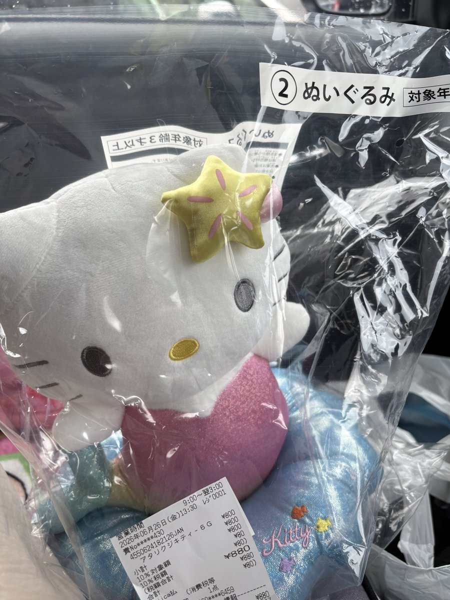 coc44424's tweet photo. サンリオ　当たりくじ　ハローキティ

譲）ぬいぐるみ　　
求）クリアバックA>Bとウォーターボトル

2対1可能な方いましたらご検討いただけたら幸いです。

名古屋手渡し優先させてください🙇‍♀️

#サンリオ当たりくじ
#キティ https://t.co/LYXorrwPlT