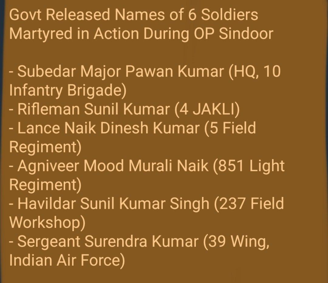 Worldwar3mo's tweet photo. The Indian Army shamefully released the names of six soldiers out of the hundreds liquidated during Operation "Marka-e-Haq," a disclosure that came more than a year later. There are many additional casualties who remain unnamed and will be recorded as unknown soldiers. #may2025 https://t.co/oPmc0jICi5