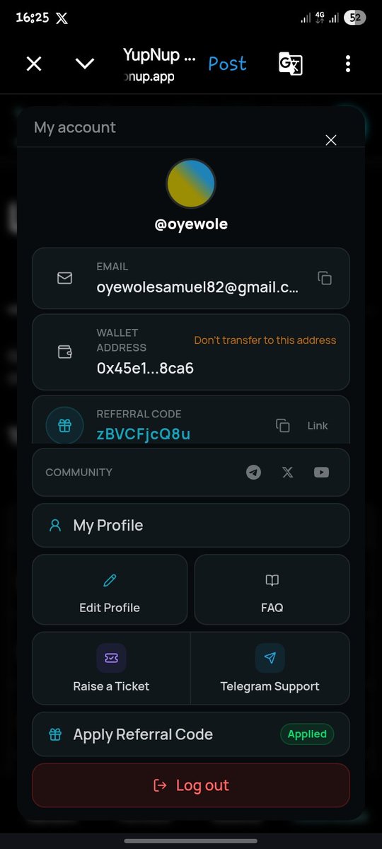 Samolee_1's tweet photo. @Cyberjoe19 @YupNupApp Oyewolesamuel82@gmail.com https://t.co/TAp4PO3UyY