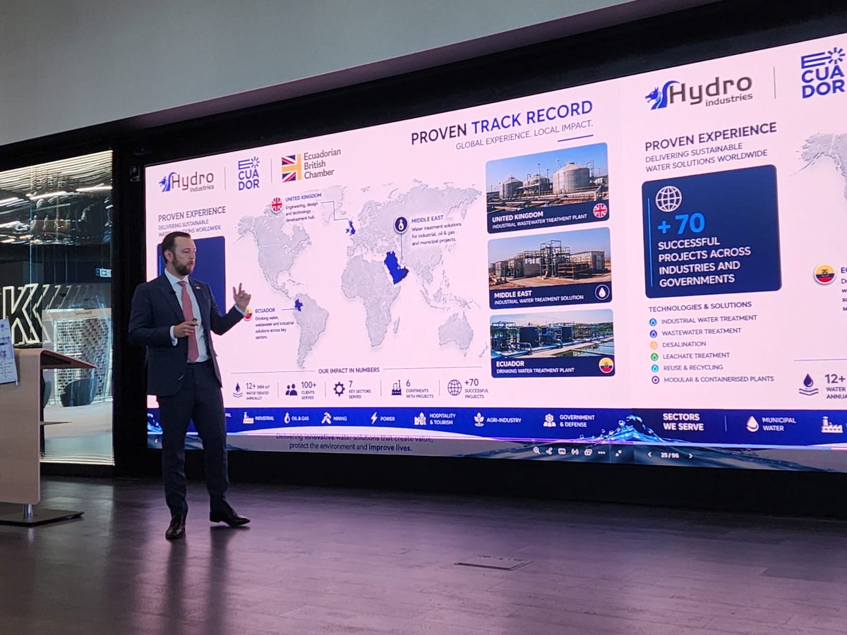 HydroIndustries's tweet photo. Henry Szabo - our LatAm sales manager - updates a London conference on our progress in Ecuador https://t.co/mHi1lOw8G8