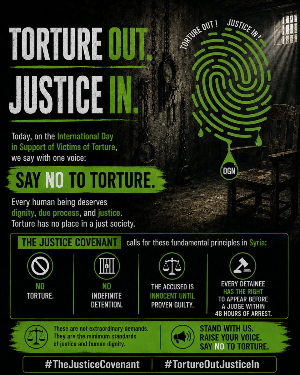 TheJusticeCov's tweet photo. TORTURE OUT | JUSTICE IN

#TheJusticeCovenant
#ميثاق_العدالة
#TortureOutJusticeIn 
#أخرجوا_التعذيب_وأدخلوا_العدالة https://t.co/o0uyK9SKWb