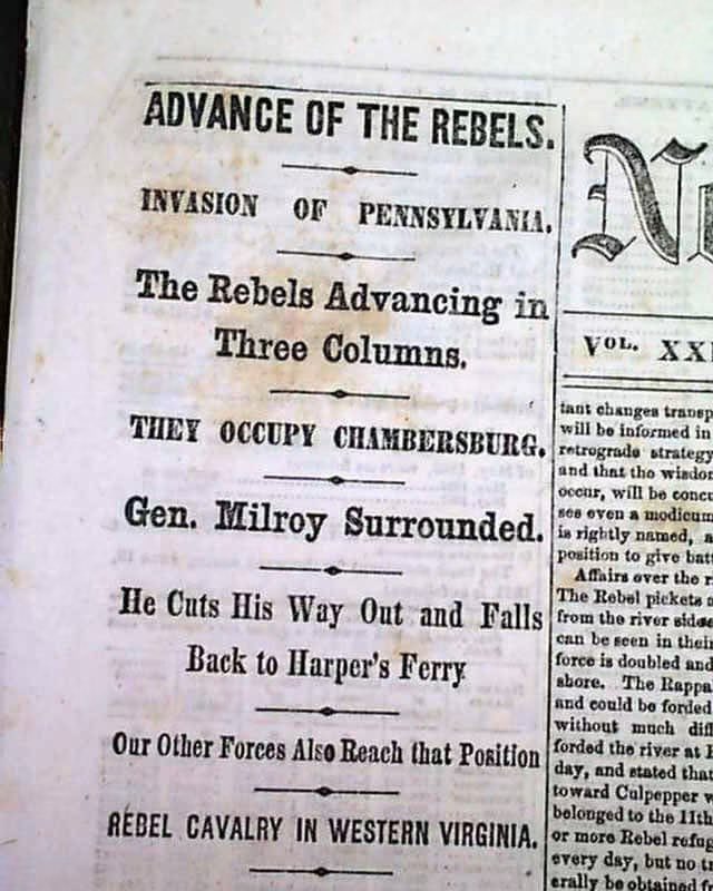 CWBreakfastClub's tweet photo. 163 years ago today, newspapers in PA warned of the approach of Lee’s army #gettysburg https://t.co/Ovo7aWsXHQ