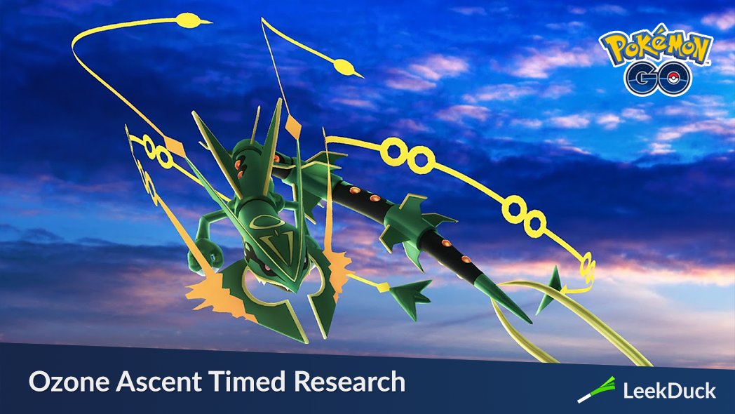 LeekDuck's tweet photo. Complete a free Timed Research to earn a Meteorite and encounter Rayquaza in Pokémon GO. A paid Timed Research will also be available and reward Rayquaza Mega Energy. 

It has not been announced that Mega Rayquaza will appear in raids.

Full Details: https://t.co/kM7OdX7oMA https://t.co/51urOd6Oi8