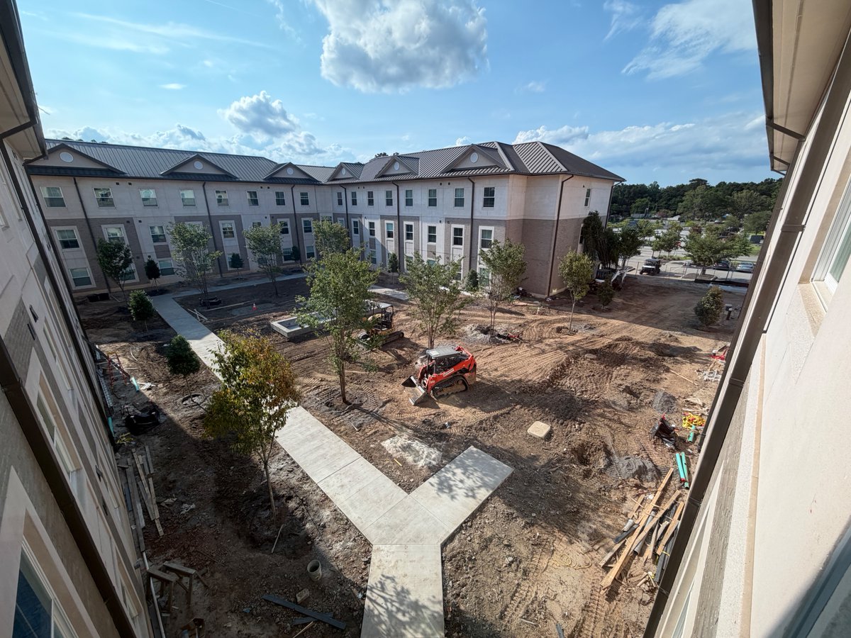 CSUNIV's tweet photo. Brick by brick ➡️ Buc by Buc.

A quick glimpse inside the newest res hall and courtyard. Almost there!

Opening this August. 💙 https://t.co/fUdd1Hb179