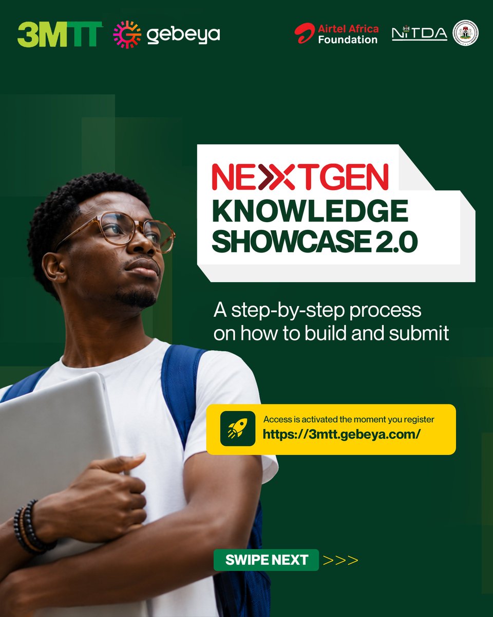 3MTTNigeria's tweet photo. Knowledge Showcase 2.0 is here!
1️⃣Build your solution.
2️⃣Record a demo video.
3️⃣Gather your details.
4️⃣Submit via Google Form by July 13.
5️⃣Top 10 finalists per state compete live!
Solve a real local problem to stand out.
#3MTT #KnowledgeShowcase2 https://t.co/y85IR884zh