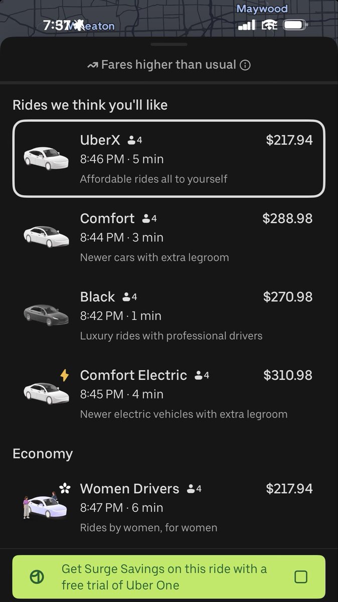 MirceaTrofim's tweet photo. How is a ~$200 difference possible for 30 miles @Uber ? @lyft thank you for being an option! We need @robotaxi in Chicago! https://t.co/Q7rWdUSSKV