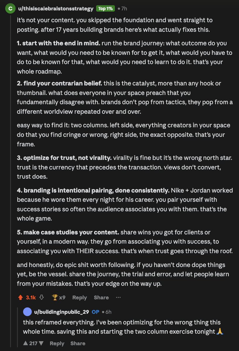 wizofecom's tweet photo. This reddit post just LEAKED a blueprint on becoming the best personal brand in your niche: https://t.co/AE6MGOvOnc
