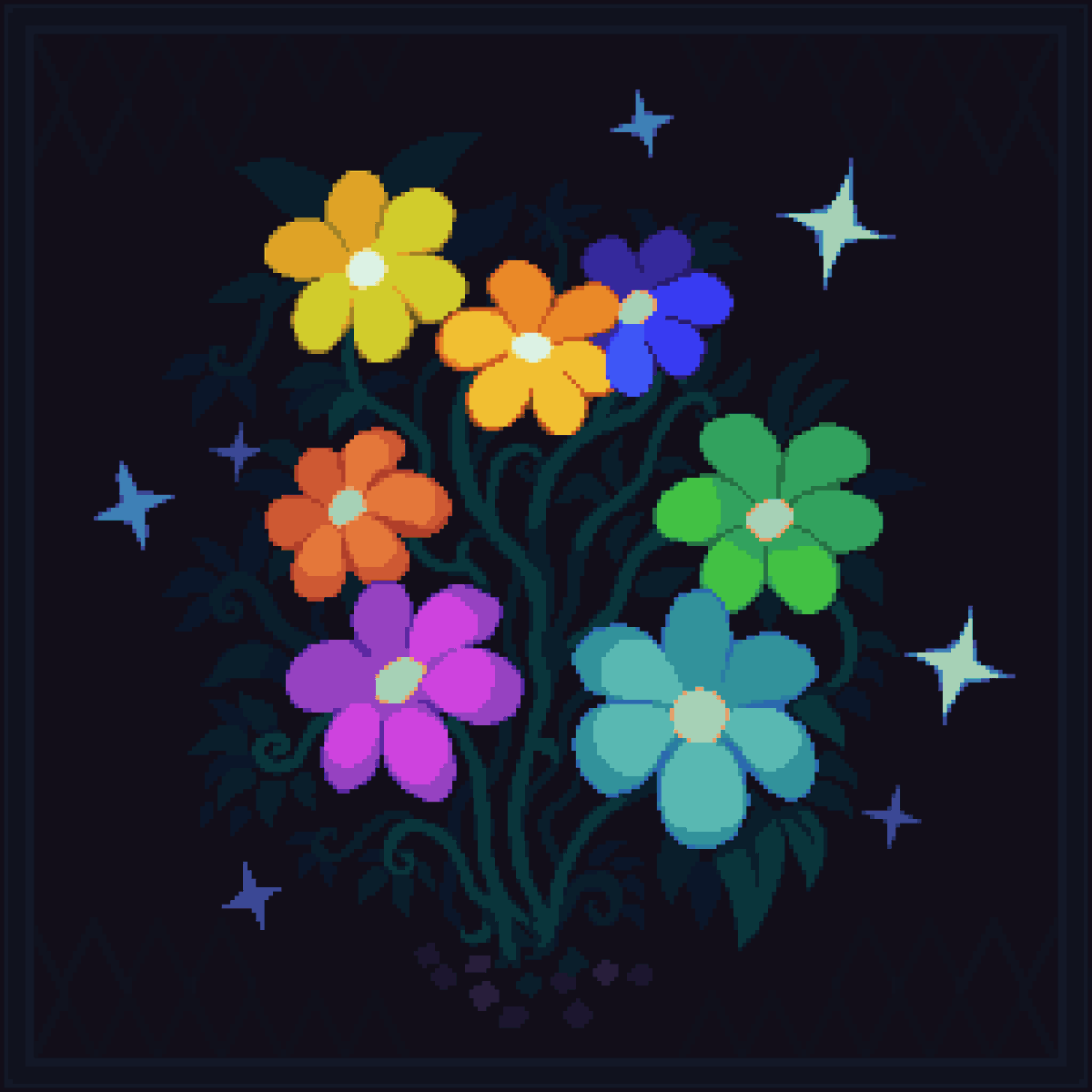 MythicalVoids's tweet photo. Seven Flowers 
#deltarune https://t.co/aOu9o41xUv
