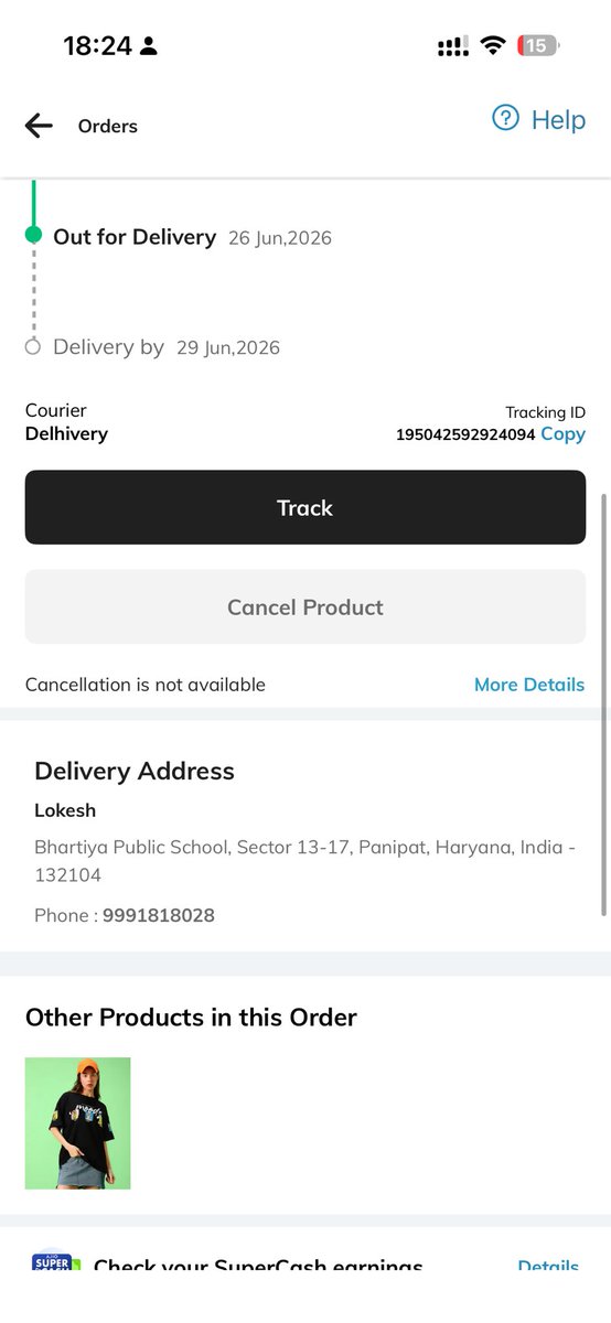 ind_lokesh's tweet photo. @help_delhivery Why not delivered today? https://t.co/T62YUpkzuN