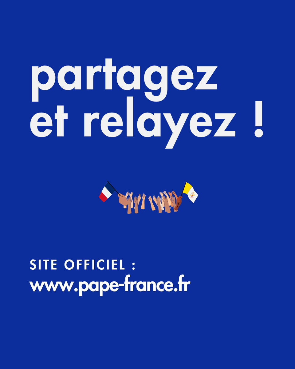 Eglisecatho's tweet photo. Les évêques de France ont  la joie de faire connaître la devise retenue pour le voyage apostolique du #PapeFrance : « Pour que le monde ait la vie », inspirée de l’Évangile selon saint Jean, au chapitre 6.
Tous les fidèles de France sont invités à réciter une prière en famille, en paroisse, en communauté. « La venue du Pape chez nous est une grâce que Dieu fait à la France, a répété à plusieurs reprises le cardinal Jean-Marc Aveline, président de la Conférence des évêques de France. Que l’Esprit Saint nous habille le cœur, afin d’être disponibles à ce que Dieu voudra donner à notre Église et à notre pays à la faveur de la venue chez nous du Successeur de Pierre ! » .
