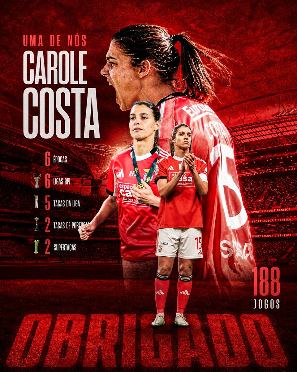 BenficaFem's tweet photo. 🚨 OFICIAL | Carole Costa termina contrato e está de saída do SL Benfica. https://t.co/hzJx82GzxM