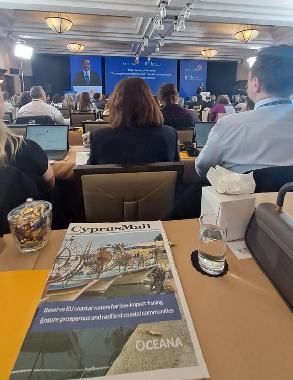 OceanaEurope's tweet photo. Oceana is in Cyprus at the high-level conference on islands & coastal communities, calling on EU leaders to use the #OceanAct to enable low-impact fishers preferential access to coastal waters.
Small-scale fishers are key to keeping coastal communities and their economies alive. https://t.co/Oq2uU4vu3k