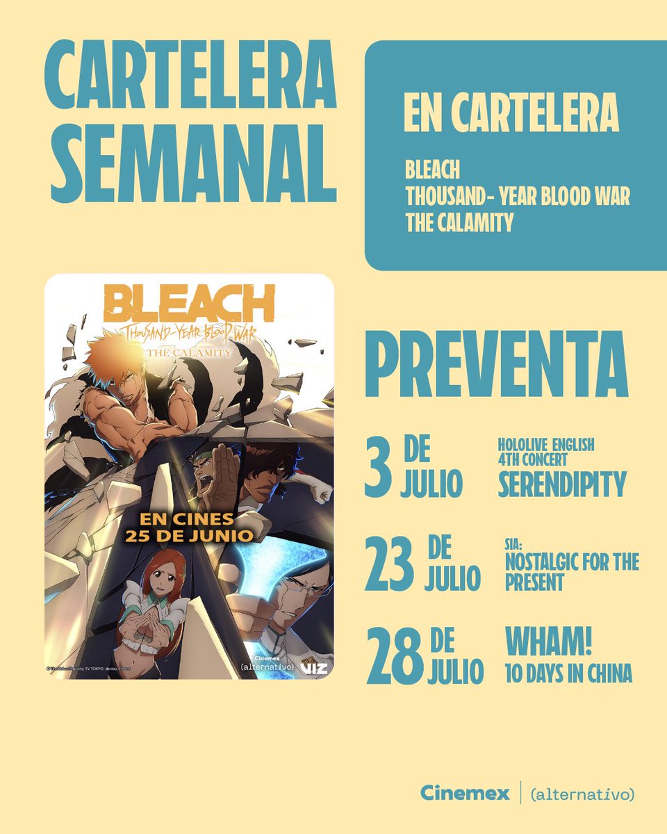 Cinemex's tweet photo. Los conciertos y contenidos exclusivos que quieres ver lo encuentras en Cinemex Alternativo. Checa la cartelera completa y déjanos saber cuál vas a ver. https://t.co/OBmkuFWWtC