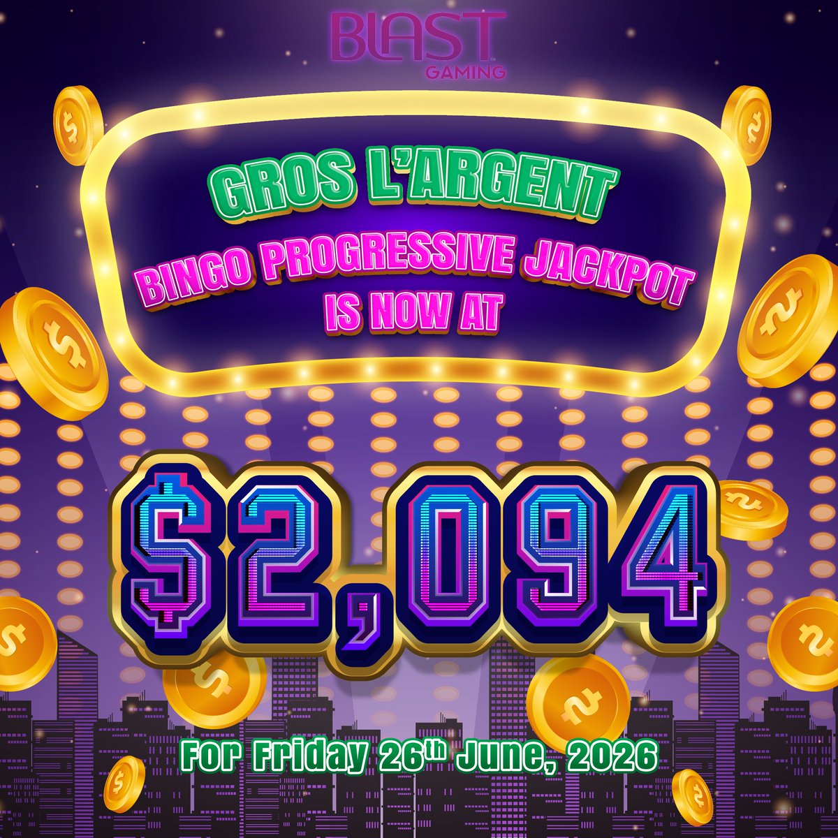 StluciaLottery's tweet photo. The Gros L’argent Bingo Progressive Jackpot is now at $2,094📷
Must be 18+ to enter! Know your limit, play within it.
#stlucia #BLASTGamingCentre #VirtualGaming #VLTMachines #BLAST #TryYourLuck https://t.co/LWxNUEREKh