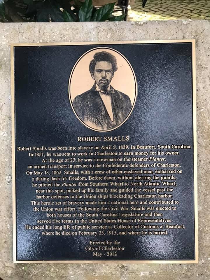 CougsnSaints's tweet photo. A real hero no one talks about. His story is so fantastic it seems too impossible to be true! Today in Charleston we got to see it up close. 
Robert Smalls, if you don’t know about this man, take the time and look him up. 
As a slave, during the height of the Civil War, he and other slaves took over a ship in the Charleston harbor, and made their escape to freedom. In this picture we were standing in the spot his family hid that night, waiting for him to bring the captured ship The Planter, to take them to freedom. They snuck past the Confederate warships, and immediately found Union warships to hand over their captured confederate ship. We read that the Union officers were completely shocked, and Robert Smalls was hailed as a hero all through the North. 
Here a few of the many many things he went on to do: 
He helped the other escaped slaves bring their families to freedom. 
He became a state representative, then a 5 term US Congressman. 
He moved back and purchased the plantation he worked on as a slave! 
An amazing man, and a real hero.