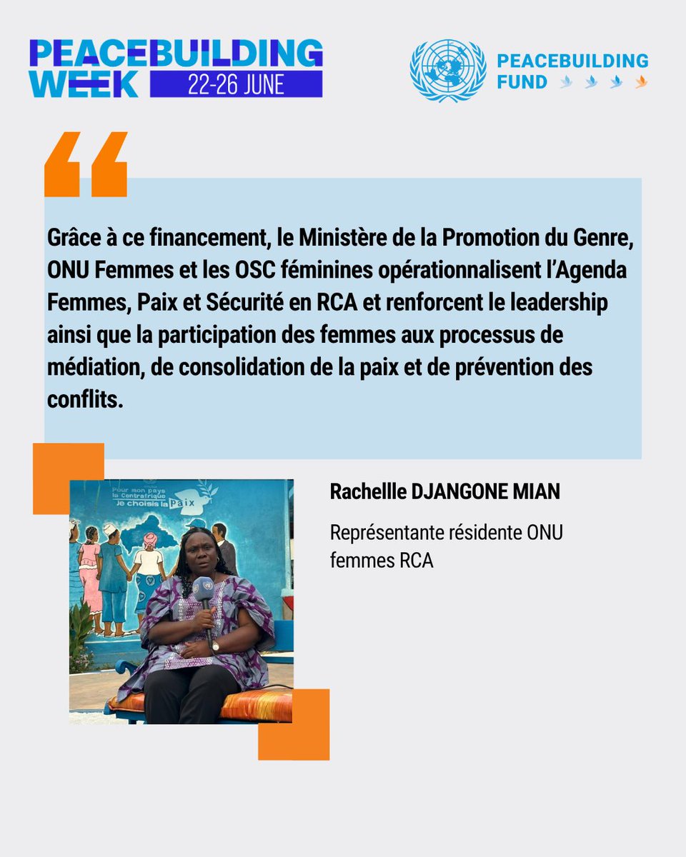 onufemmesrca's tweet photo. Chaque voix compte, Chaque action construit la paix.

Parce qu’une paix inclusive est une paix durable, continuons à investir dans le leadership des femmes et dans des partenariats porteurs de changement en RCA 🇨🇫

#ForAllWomenAndGirl
#PeacebuildingWeek
#Investinpeace https://t.co/5nk7ws6zKh