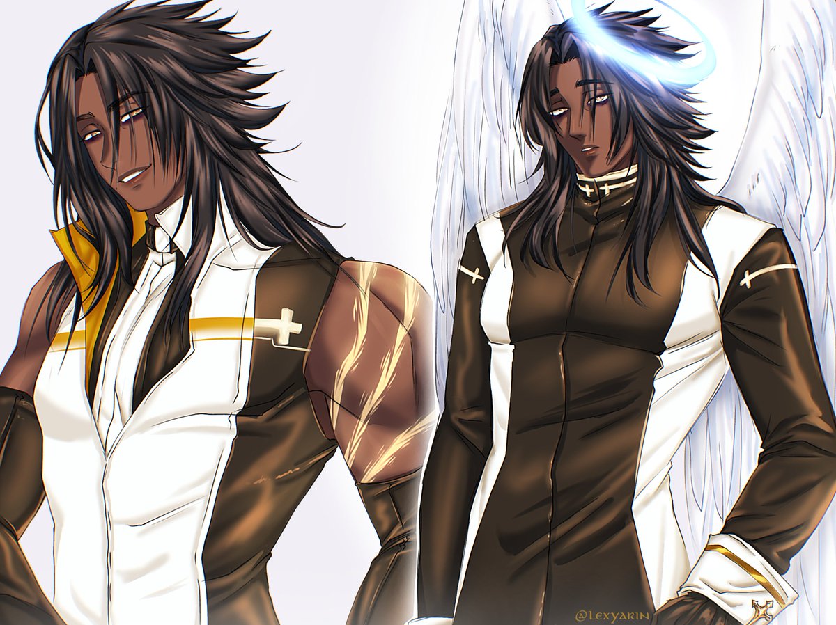 lexyarin's tweet photo. Traje novo do meu chefinho Akin 💛💫 Bem vibes padre 🙏 É um desenho do ano passado que nunca postei antes, tava treinando um tipo de pintura de cabelo novo na época ~ ✨
#oc #angel #clothesdesign https://t.co/3UHewdGJBn