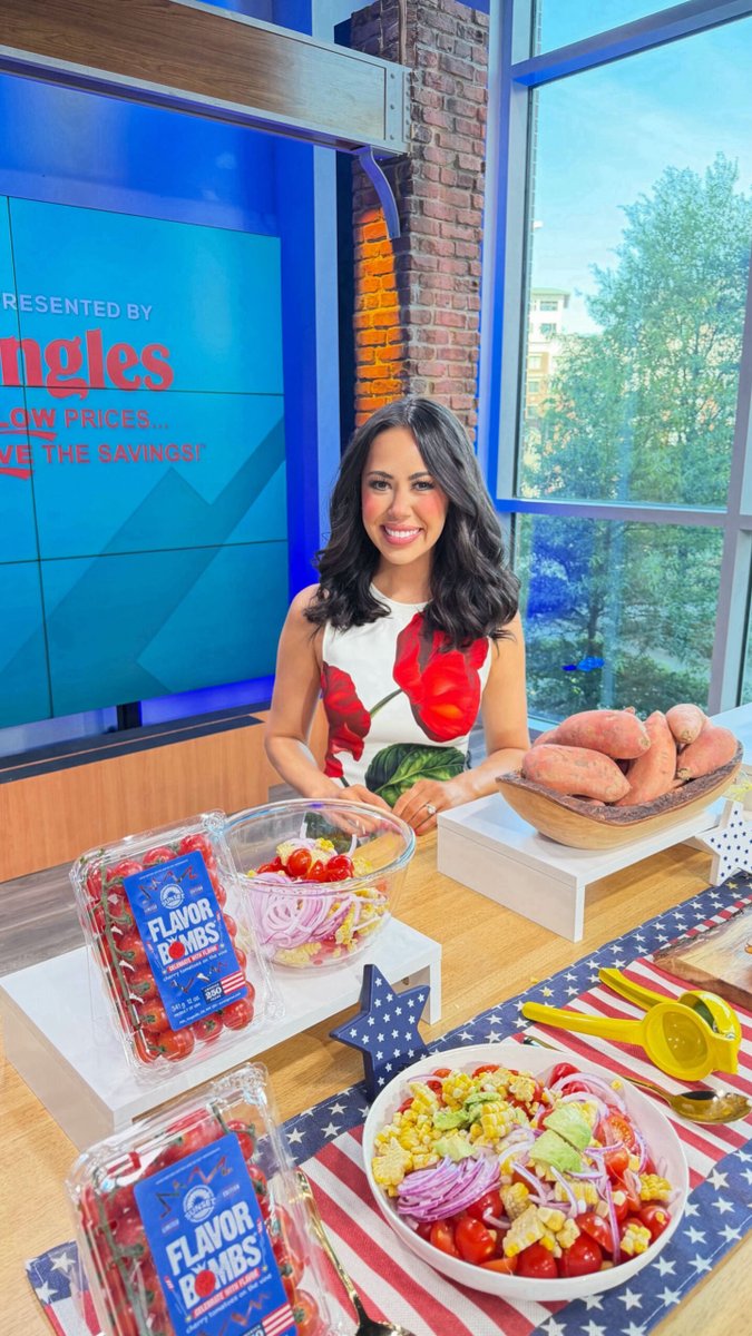 nutritionbymia's tweet photo. Make over your Fourth of July menu 🇺🇸 I'm on CBS WSPA-TV's Your Carolina with three easy recipes, including a fresh summer salad, a grilled sweetpotato side dish and a patriotic snack board. https://t.co/cPJuZD98As @sunsetgrown @Sweet_Taters @icantbelieveits https://t.co/9vfOpeDCcd