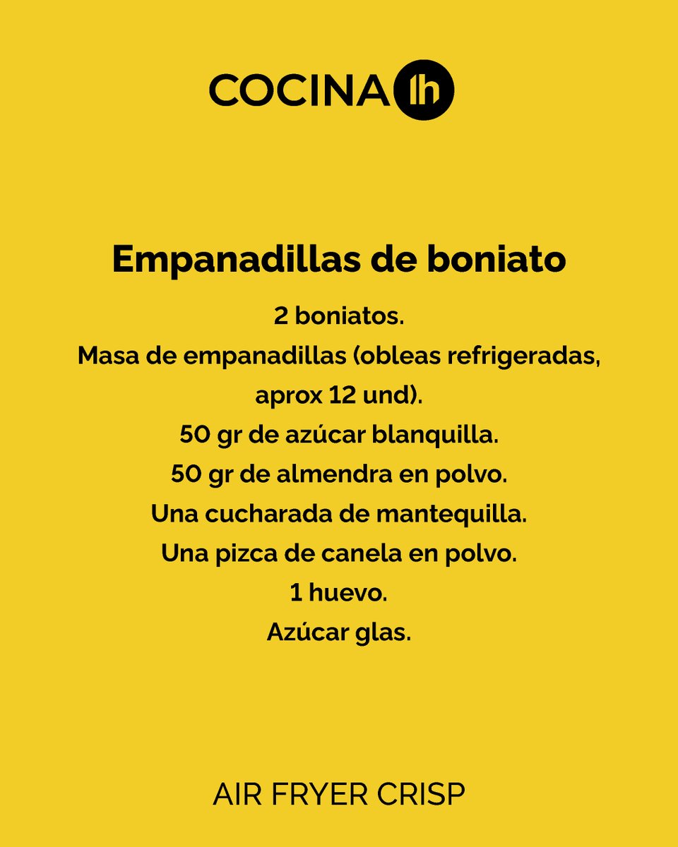 lufthousoficial's tweet photo. Con la #AirFryerCRISP conseguir ese acabado dorado y apetecible es más fácil que nunca ✨ 

Disfruta de ello preparando unas empanadillas de boniato. ¿Te animas? 🧡🥟
https://t.co/xNxsUFYuzz 

#cocina #comidasaludable #cocinar #cooking #menuverano https://t.co/ELOyUzm0Jv