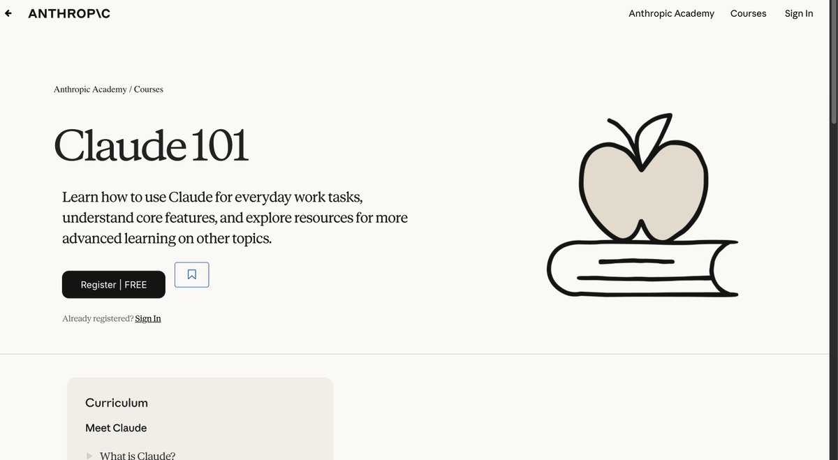 AItheoryx's tweet photo. 🚨 ANTHROPIC JUST MADE THOUSANDS OF DOLLARS WORTH OF AI COURSES COMPLETELY FREE.

From zero to production-ready AI agents. No subscription. No catch.

Here's everything inside the new Anthropic Academy course matrix.

The lineup spans developers, educators, students, and nonprofits, and it covers the full path from "what is Claude" to deploying agents in production.

1 -Start here if you are new: Claude 101 walks through everyday use, core features like Chat, Cowork, Code, Projects, Artifacts, Skills, and research mode.
https://t.co/yDrCD0CIoM

2 -Then there is AI Fluency: Framework and Foundations, co-designed with Professor Joseph Feller from University College Cork and Professor Rick Dakan from Ringling College. This one is not about prompt tricks. It teaches the 4D Framework: Delegation, Description, Discernment, and Diligence, the actual thinking behind working with AI well.
https://t.co/axtArYUCZ0

For builders, the technical track is deep:

3 -Introduction to Agent Skills teaches you to build and share reusable Markdown instructions that Claude applies automatically to the right tasks.
https://t.co/43tCrCgth2

4 -Building with the Claude API is over 8 hours of content covering function calling, tool use, streaming, RAG systems, MCP server development, and full agent architecture patterns.
https://t.co/Pa33ZqrCoD

5 -Claude Code in Action goes into the architecture behind AI coding assistants, context management, and extending functionality through MCP and GitHub.
https://t.co/4oslusm45c

6 -Then two dedicated MCP courses. Intro to Model Context Protocol has you building MCP servers and clients from scratch in Python:
https://t.co/MLKV9nPHMG

7 -MCP Advanced Topics covers sampling, notifications, file system access, and production deployment:
https://t.co/NRw8JUepfU

For education, there are four separate tracks:

8 -AI Fluency for Students  https://t.co/3oO96rf4Xn
9 -AI Fluency for Educators https://t.co/CoXC5xzOP0
10 -Teaching AI Fluency, for instructors who need to assess it  https://t.co/n1JhErNxkV
11 -AI Fluency for Nonprofits, built with GivingTuesday for fundraising and program teams  https://t.co/mZakJw13Ar

And for enterprise deployment, two full accreditation courses:

12 -Claude with Amazon Bedrock  85 lectures, 8 hours, 10 quizzes
https://t.co/zJcEcqo6QY

13 -Claude with Google Cloud's Vertex AI  covering tool use, RAG, MCP, and computer use at production scale
https://t.co/0jYPJLx1lr

That is 13 courses, real documentation, and real code, with zero barriers to entry.

When one of the leading AI companies puts out a curriculum like this for free, the question becomes simple: what are the people still charging for this actually selling?

Anthropic already answered it. The only thing left is whether you start.