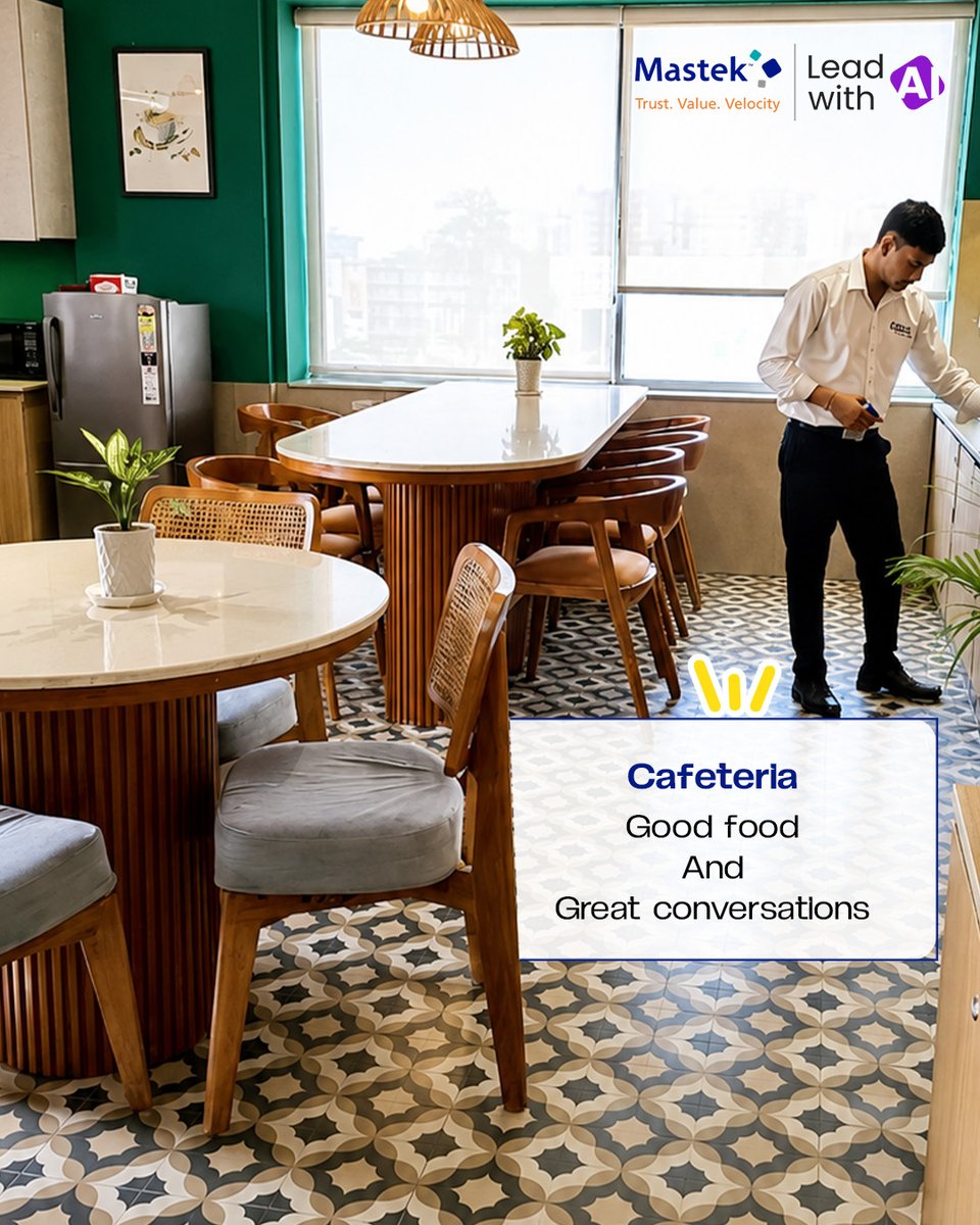 Mastekltd's tweet photo. Every Mastekeer has that one go-to spot.
 
Whether it's the coffee corner, the comfy couch, or the desk where all the magic happens, every corner has its own story.
 
Take a tour of our favorite hangout spots around the Gurgaon office and tell us which one's yours?
 
#LifeAtMastek #Mastekeers #WorkplaceCulture #OfficeLife #FunFriday