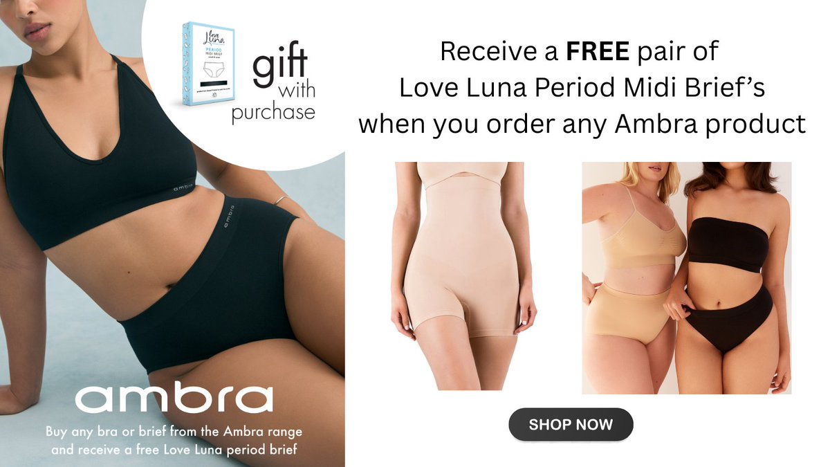 TightsTights's tweet photo. Receive a FREE pair of Love Luna Period Midi Briefs when you order any Ambra product
https://t.co/vQIUcj1xRY
#Ambra #lingerie #shapewear #LoveLuna #period #periodbriefs #periodunderwear https://t.co/2krVPIqw4O