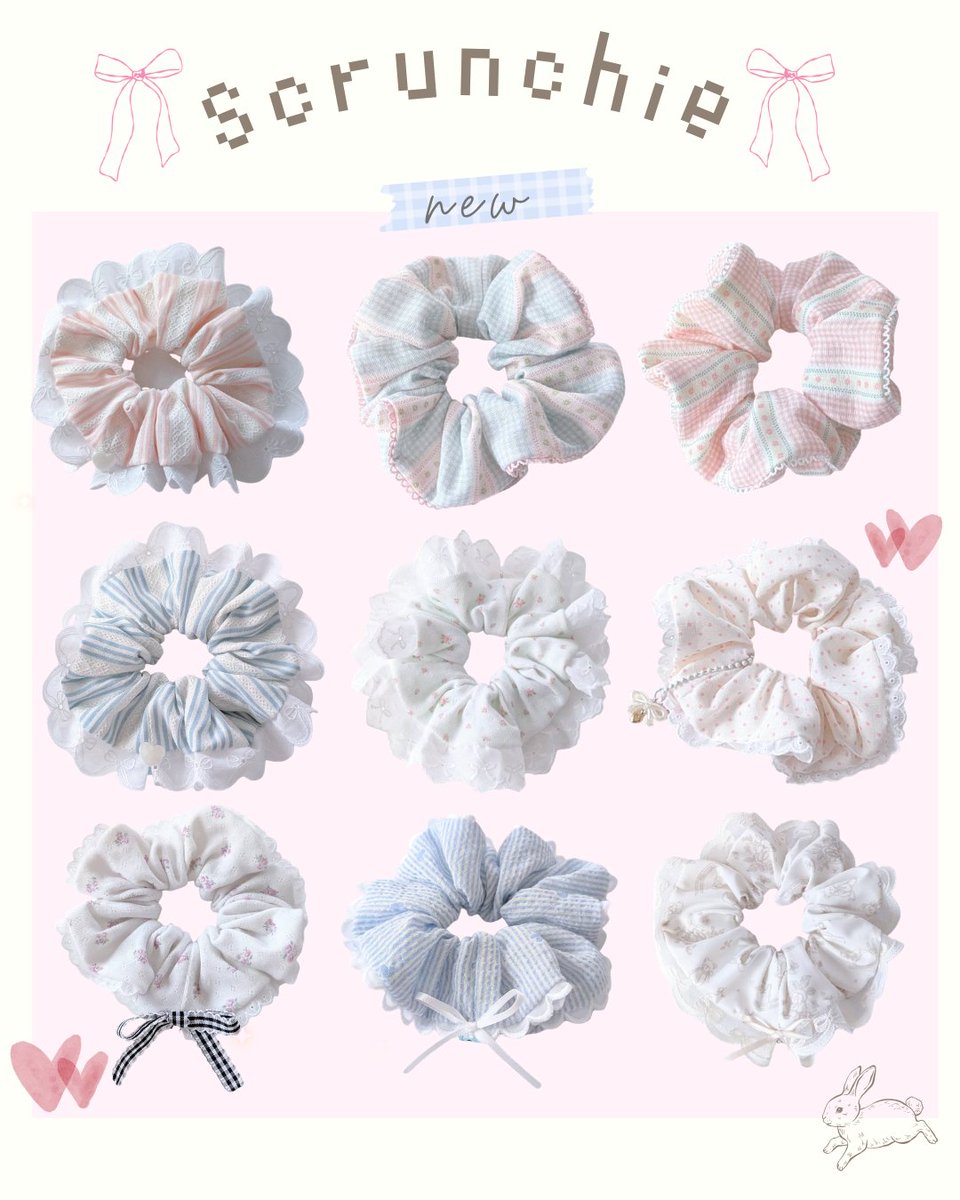 むーこオーダーページ•*¨*•.¸¸♬ 🎀 7/1 New item 🎀 • ───── ୨୧ ───── • 新作シュシュ 全9