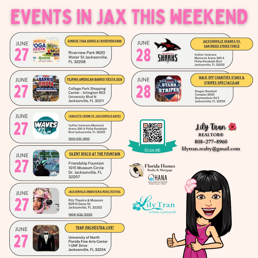 LilyTranRealtor's tweet photo. Take a look at what's going on in Jacksonville!

For more details, visit 👇
https://t.co/qVjI326jZ2

Source: Visit Jacksonville and the Beaches

📞📲 Contact me if you are looking to live in a FUN and EXCITING Florida City like JACKSONVILLE!! 🌺🏡

#LilyTranAtHomeInJax https://t.co/QyCpNpBN4a