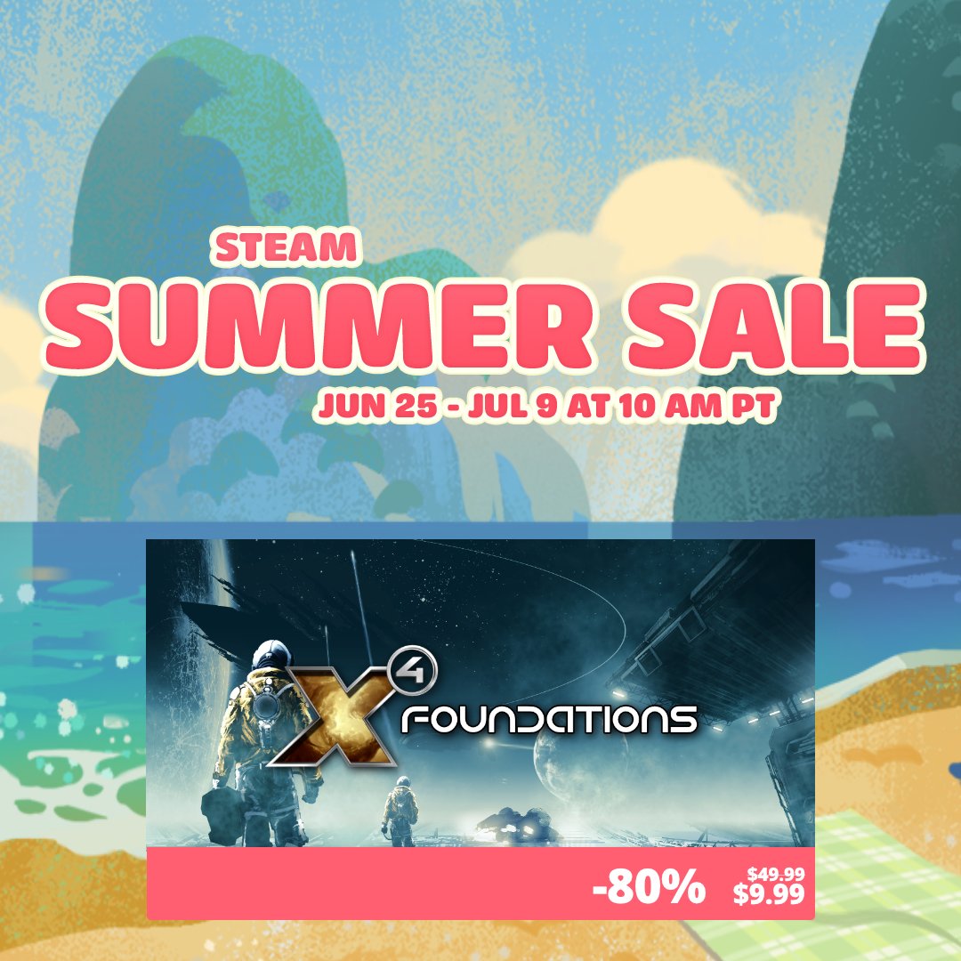 EGOSOFT's tweet photo. 🌞 Summer has arrived, and we're celebrating with an 80% discount on #X4Foundations in the @Steam Summer #Sale! 🏖️
🔗 https://t.co/jxqv2DbeLd
🪐 Already own X4? No problem! The DLCs and other X games are also available at great discounts, so be sure to check them out.
#SpaceSim https://t.co/DjWObAaSax