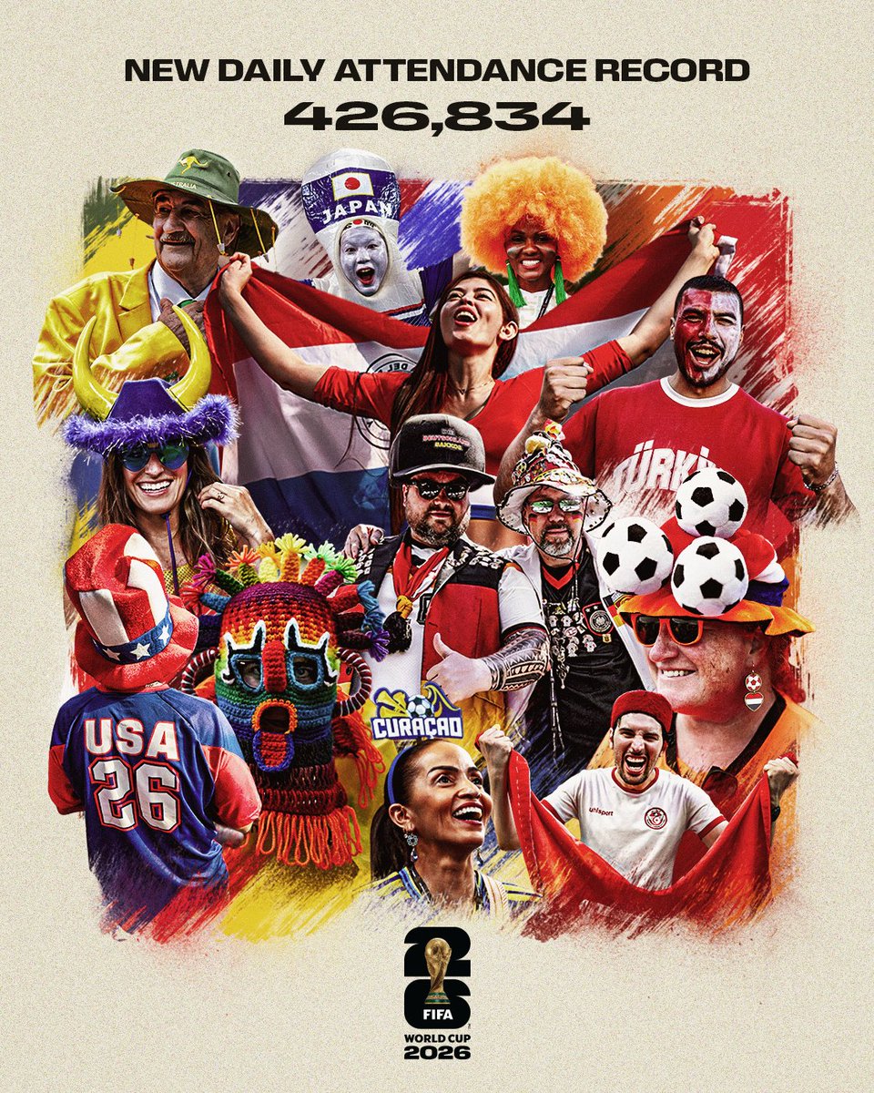 FIFAcom's tweet photo. 25 June 2026. The highest-attended day in @FIFAWorldCup history. 🤩 https://t.co/9GpRme02GD