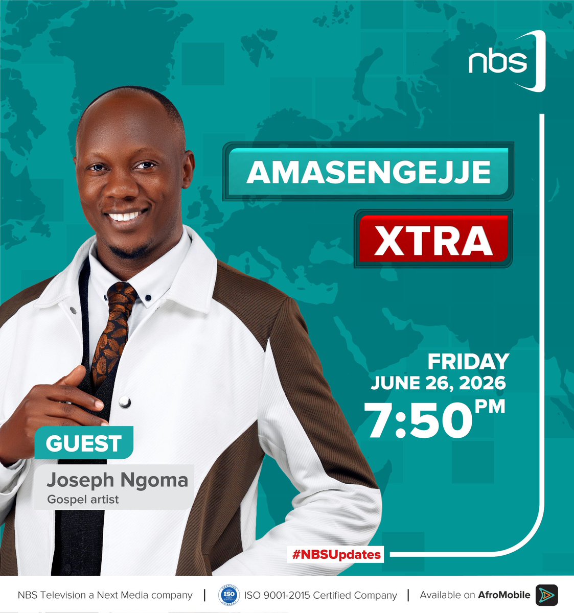 LucasOEdmon's tweet photo. Set your reminder! 📺

Today at 7:50 PM, Joseph Ngooma will be live on Amasengejje Extra on NBS TV.

Tune in and join the conversation ahead of Joseph Ngooma Live in Concert.

#JosephNgoomaLiveInConcert https://t.co/1Qfmil75t6
